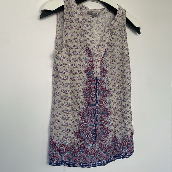 Saint Tropez West Gray Purple Floral Sleeveless Tank Top Large - Picture 5 of 14